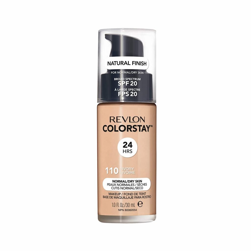 REVLON ColorStay Makeup for Normal/Dry Skin SPF 20, Longwear Liquid Foundation, with Medium-Full Coverage, Natural Finish, Oil Free, 110 Ivory, 1.0 oz
