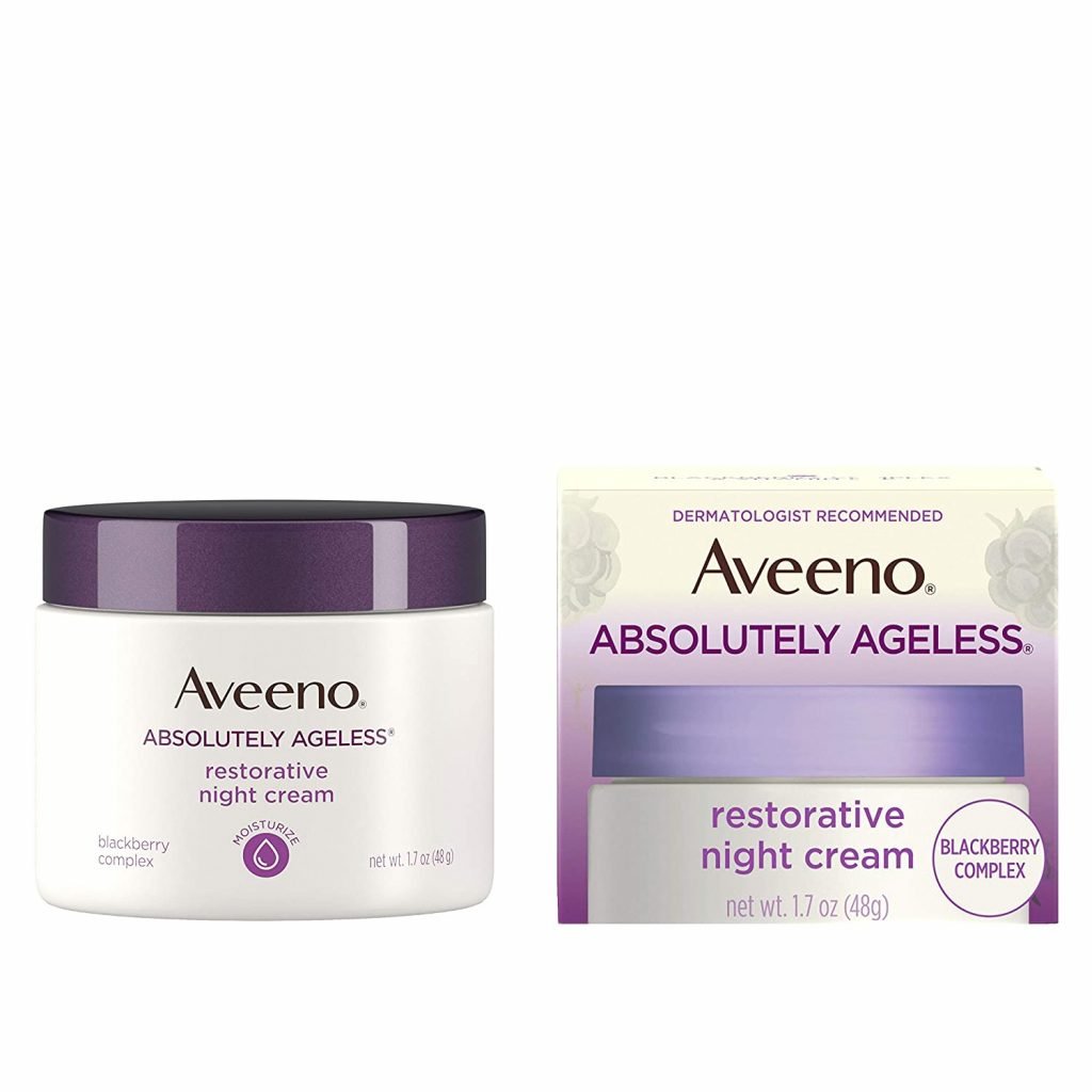 Aveeno Absolutely Ageless Restorative Night Cream Face & Neck Moisturizer with Antioxidant-Rich Blackberry Complex, Vitamin C & E, Hypoallergenic, Non-Greasy & Non-Comedogenic, 1.7 fl. oz
