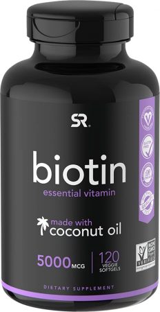 Biotin (5,000mcg) with Coconut Oil | Supports Healthy Hair, Skin & Nails in Biotin deficient Individuals | Non-GMO Verified & Vegan Certified 