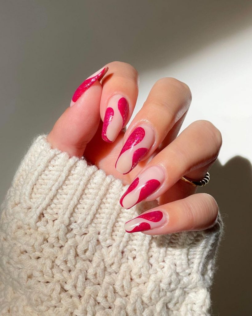 These Red Layer Nails for Christmas nail color 