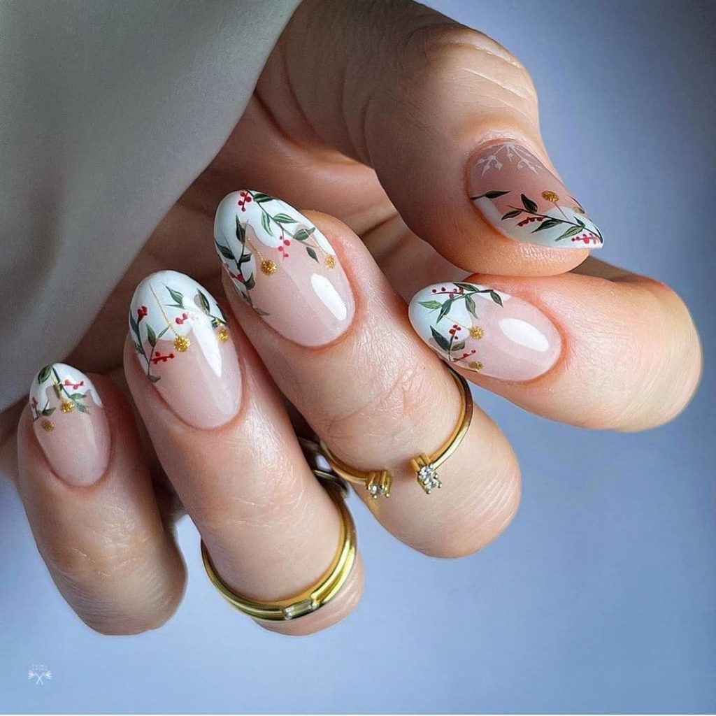 A stylish candy cane nail-art design