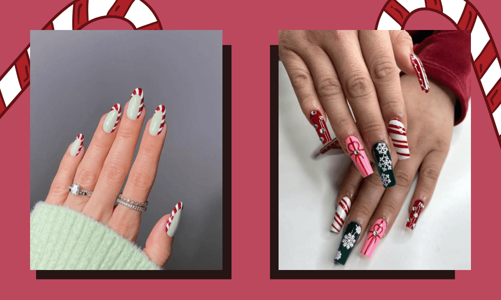 Christmas Candy Cane Nails