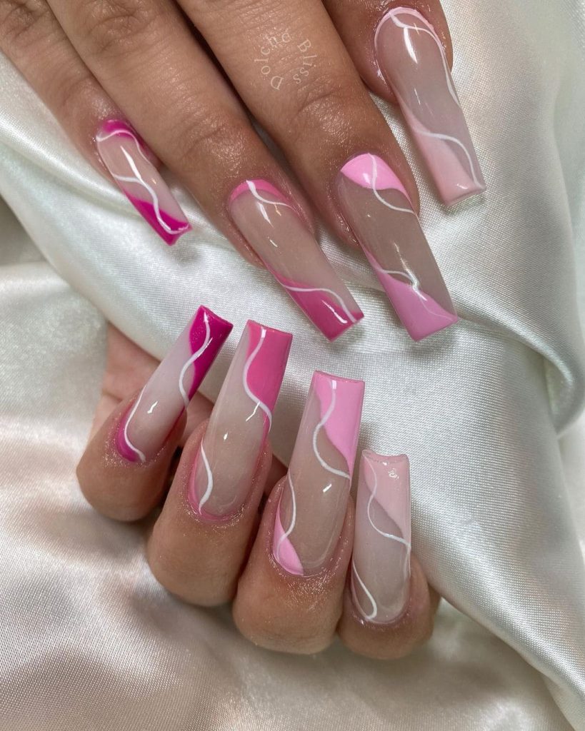 This nail design gives you the best way to do pink and white polish without overdoing them