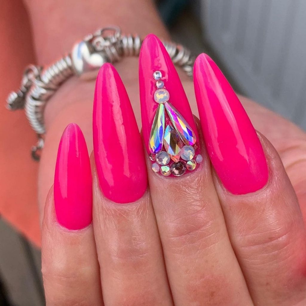 The Long-Pink Almond Nails’ Design