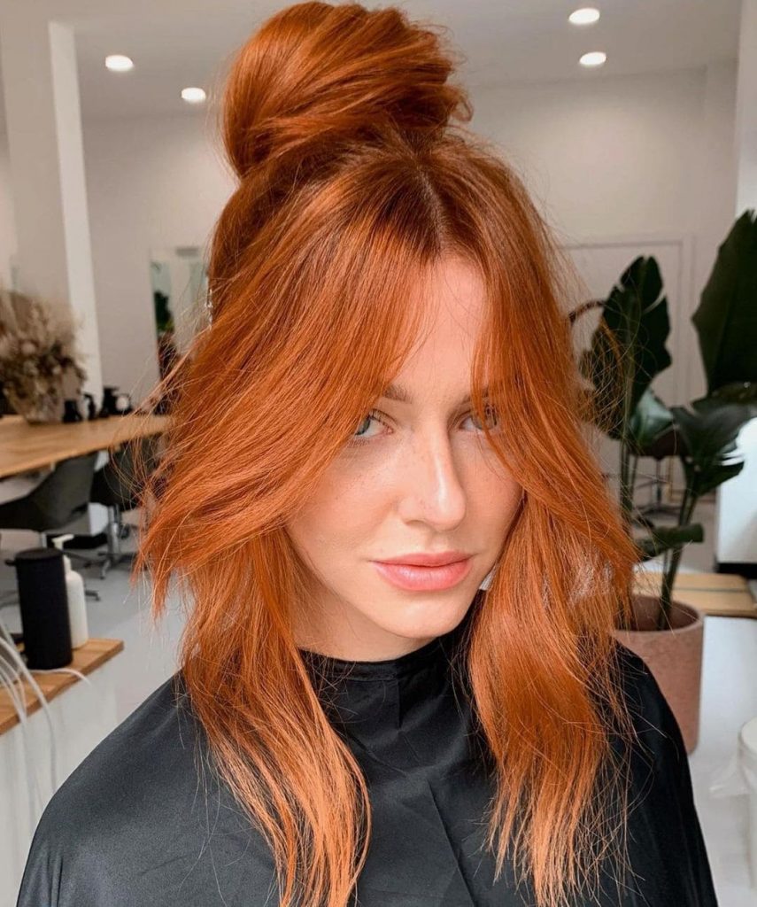 Short-Fronted Red-Head Curtain Bangs