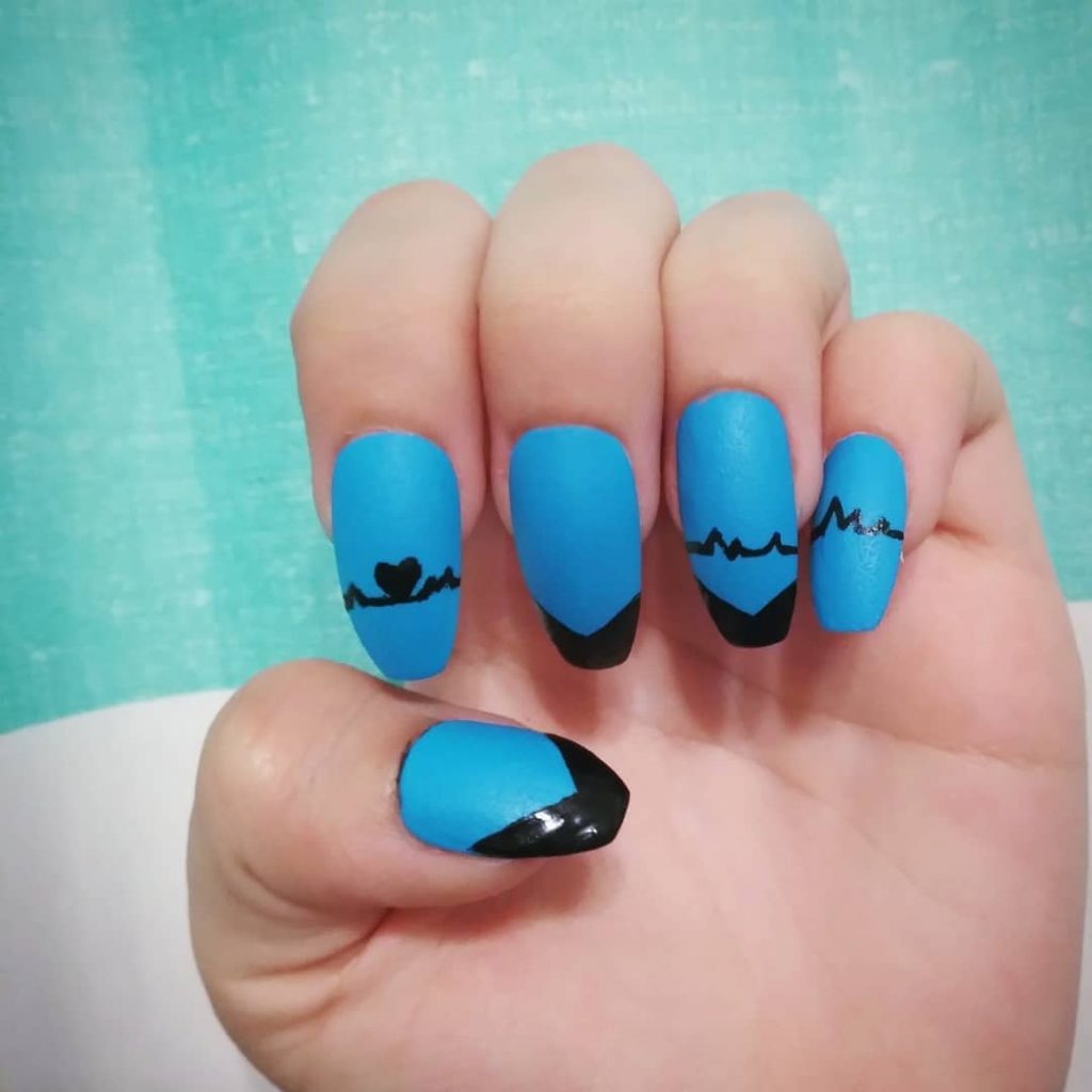  Heart Blue Coffin Nails