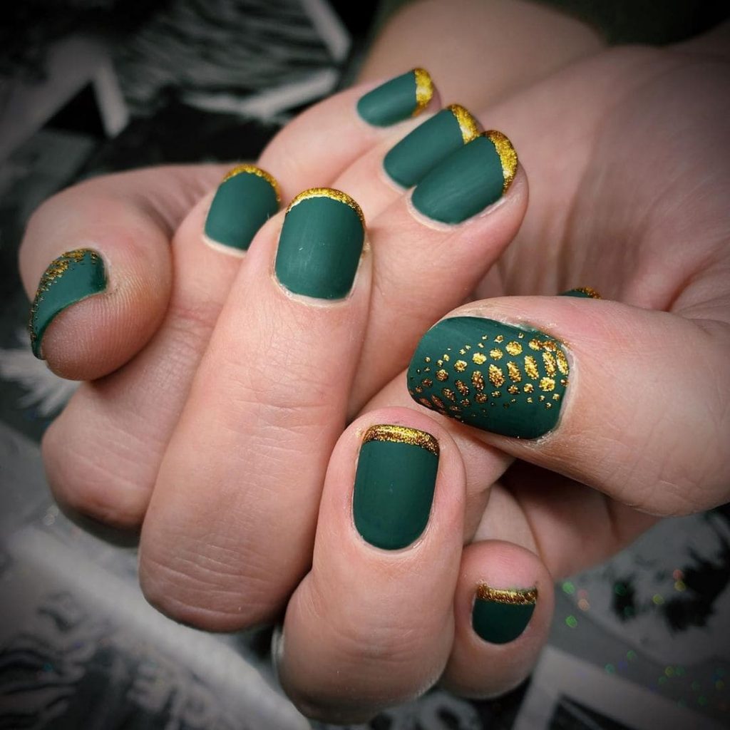 Green with Gold Nails