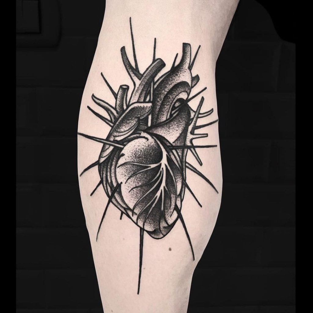 Heart Calf Tattoo