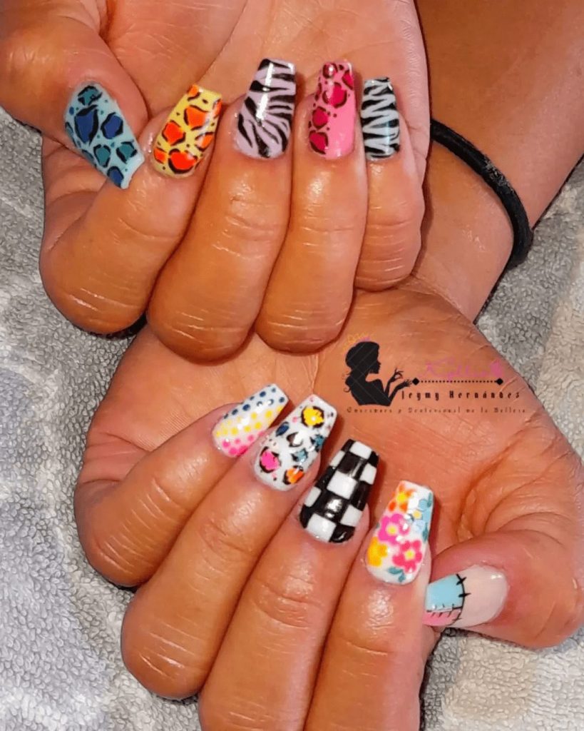 Multiple Animal Print Nail