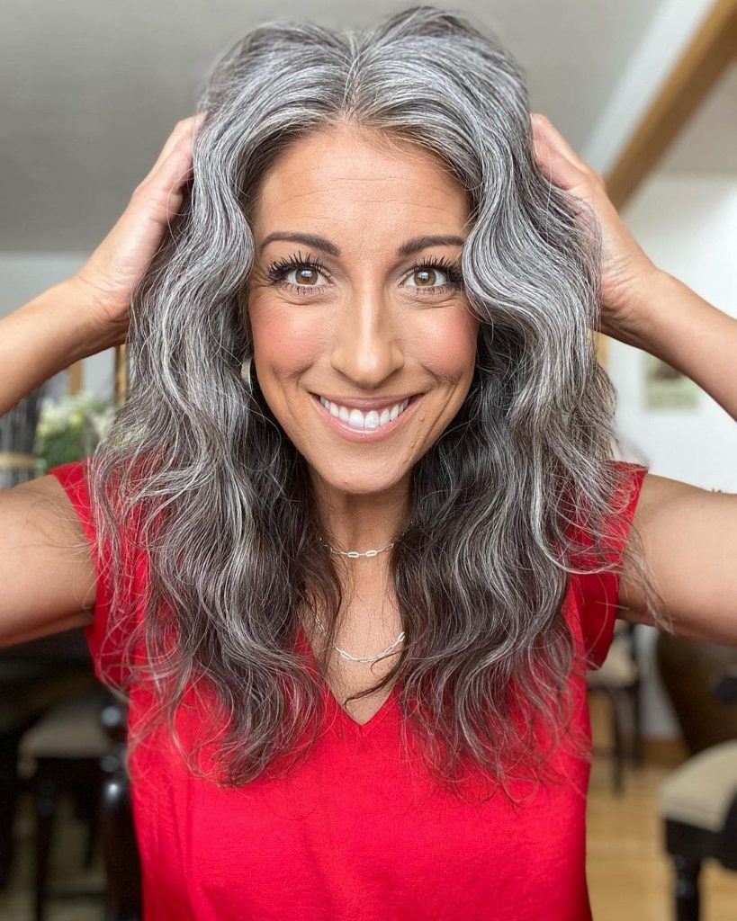 woman with fancy silver gray hair