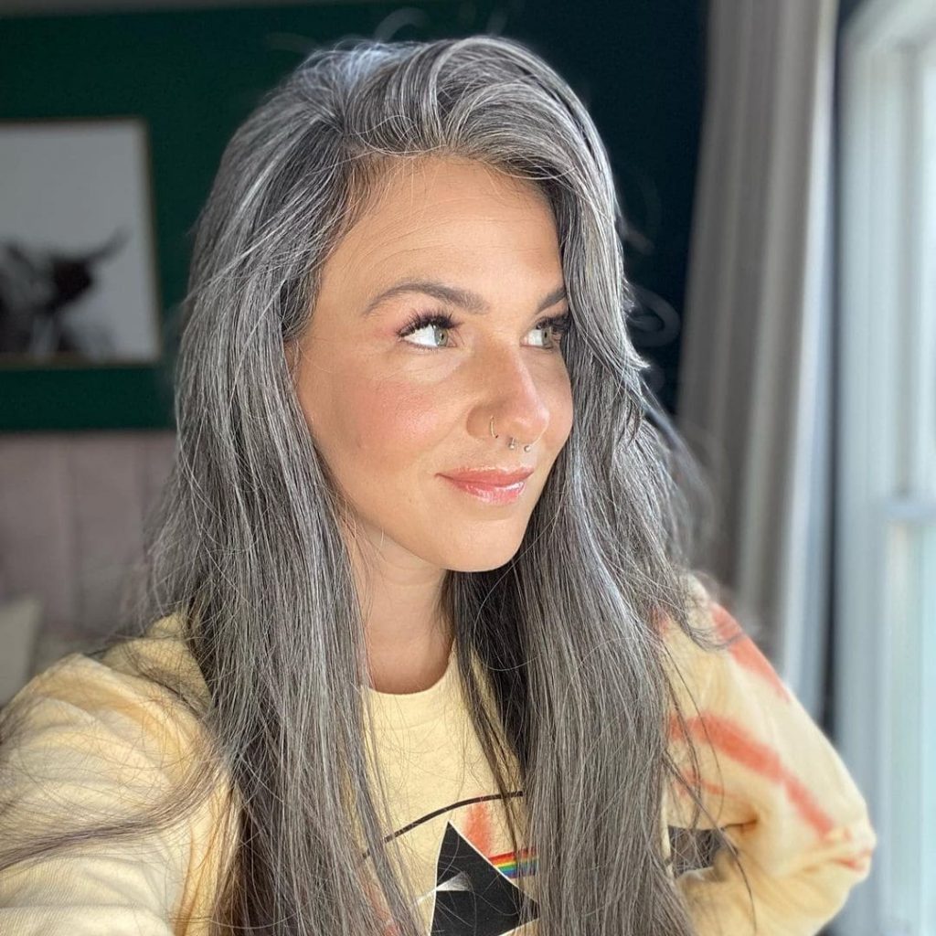 silver fox hair gray woman