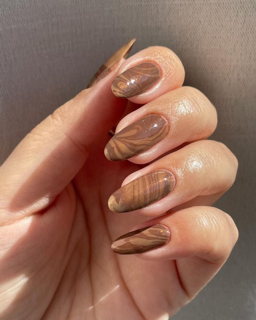 Chocolate Mocha Swirls brown nails