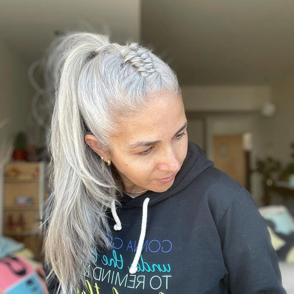 icy gray hair braids