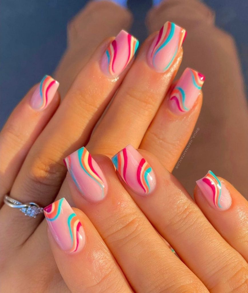 candy cane bright summer nails