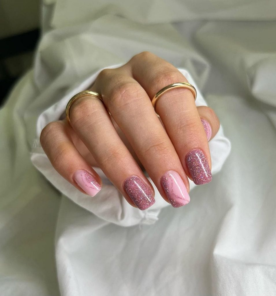 pink gel glossy spring nails