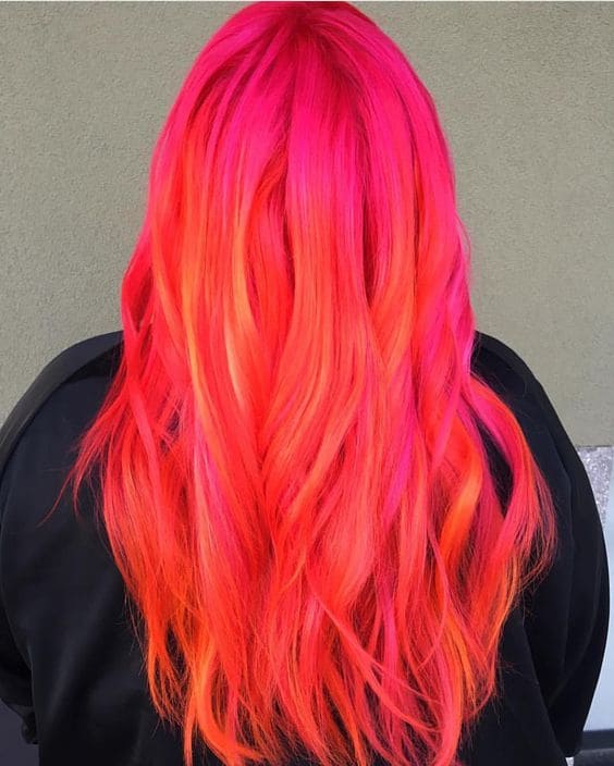 Neon Red sunset Hair