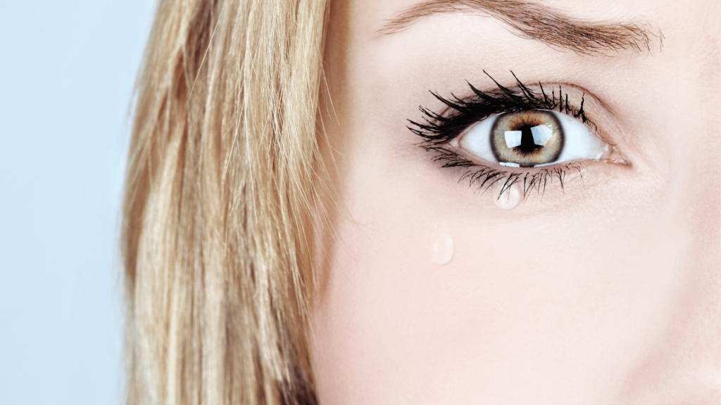 woman crying on her mascara