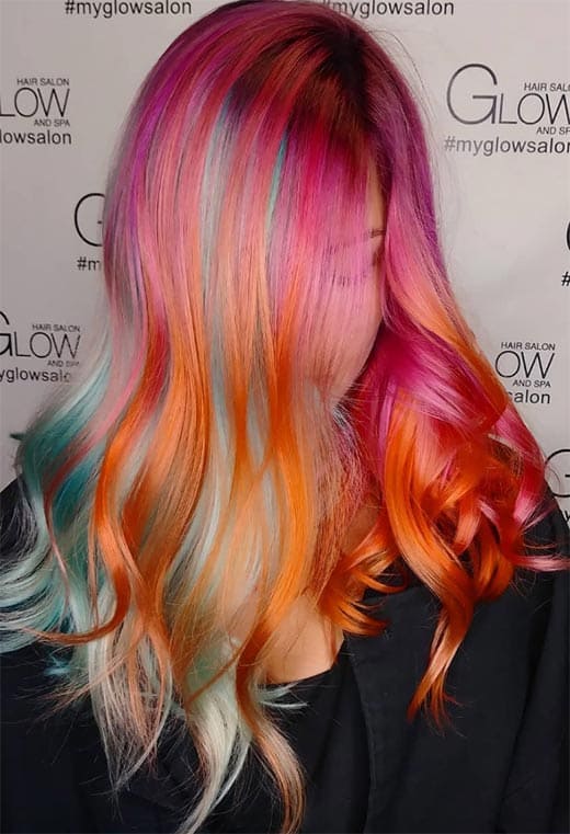 Peeking Teal sunset Hair