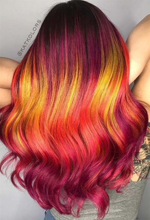 Fiery Streaks sunset Hair