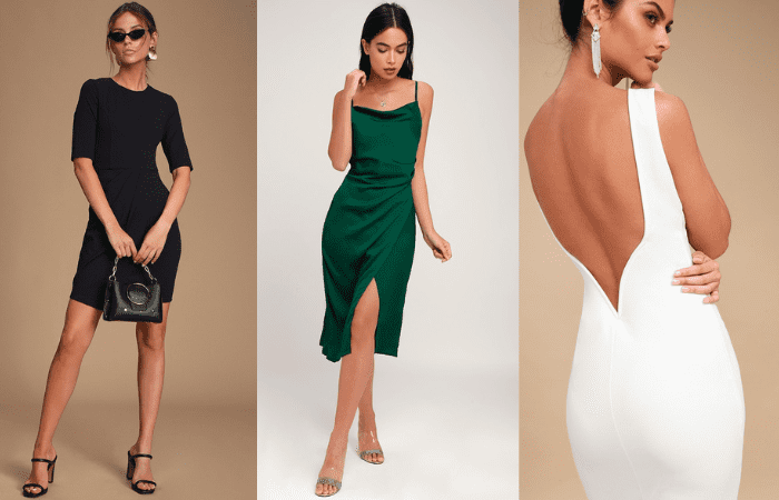 white, black, and green cute cocktail dresses on women