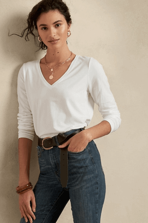 100% Organic Cotton Vintage V-Neck T-Shirt