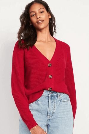 Shaker-Stitch Cardigan Sweater for Women