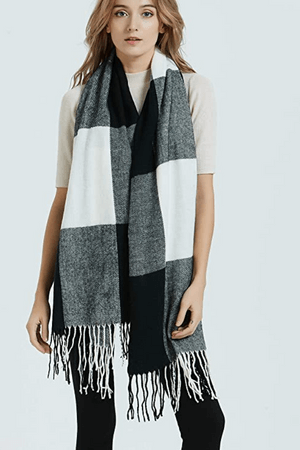 Wander Agio Women's Fashion Long Shawl Big Grid Winter Warm Lattice Large Scarf