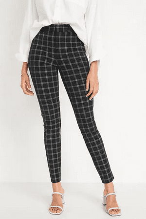 High-Waisted Windowpane-Plaid Pixie Skinny Ankle Pants for Women