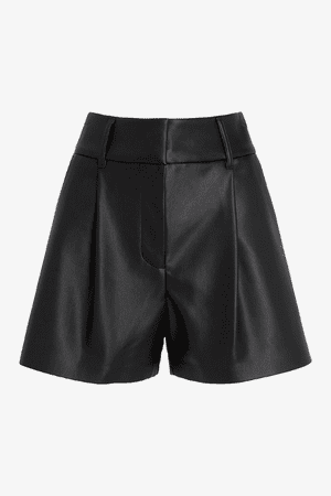 Super High Waisted Pleated Faux Leather Shorts